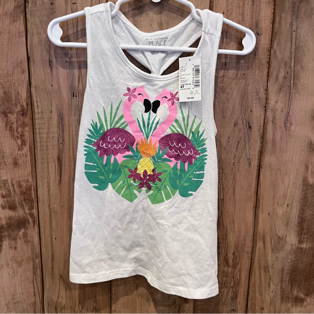 The Children's Place White Flamingo Tank Top